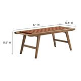 Aurora 47" Faux Leather Wood Bench in Walnut Brown