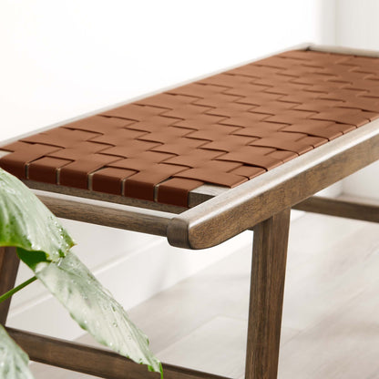 Saoirse 47" Faux Leather Wood Bench by Furniture For America