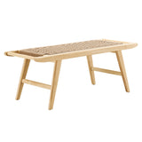 Aurora 47" Wove Rope Wood Bench in Natural Natural