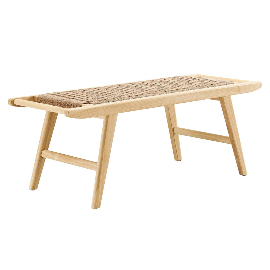 Aurora 47" Wove Rope Wood Bench in Natural Natural