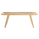 Aurora 47" Wove Rope Wood Bench in Natural Natural