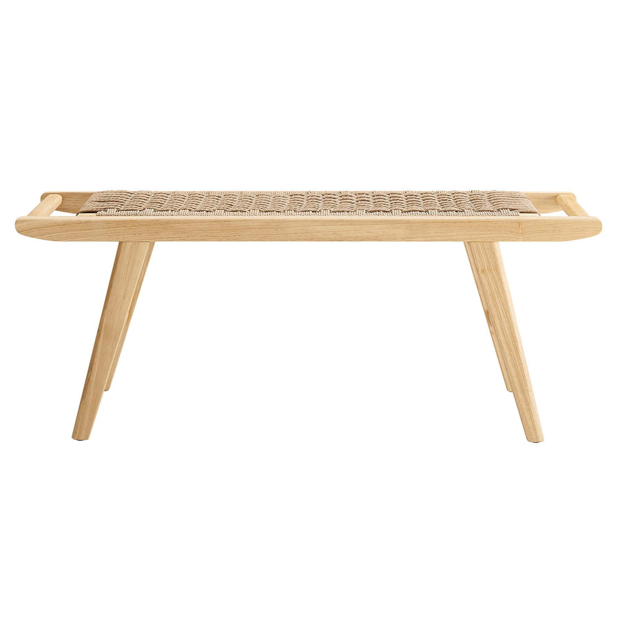 Aurora 47" Wove Rope Wood Bench in Natural Natural