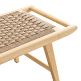 Aurora 47" Wove Rope Wood Bench in Natural Natural