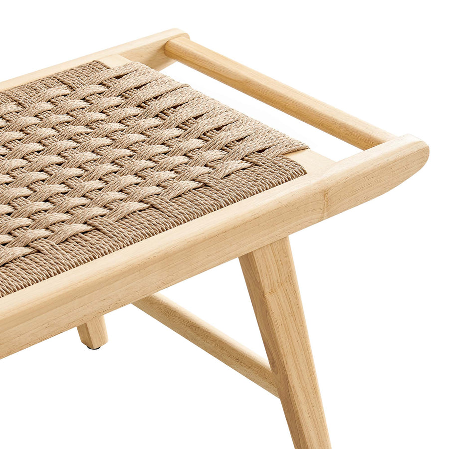 Aurora 47" Wove Rope Wood Bench in Natural Natural