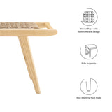 Aurora 47" Wove Rope Wood Bench in Natural Natural