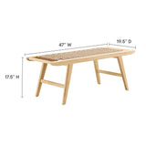 Aurora 47" Wove Rope Wood Bench in Natural Natural