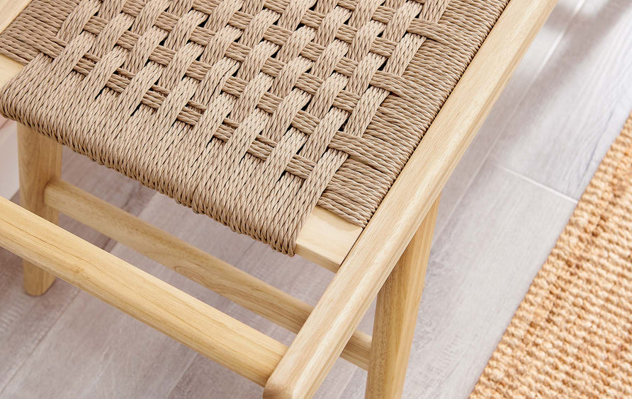 Aurora 47" Wove Rope Wood Bench in Natural Natural