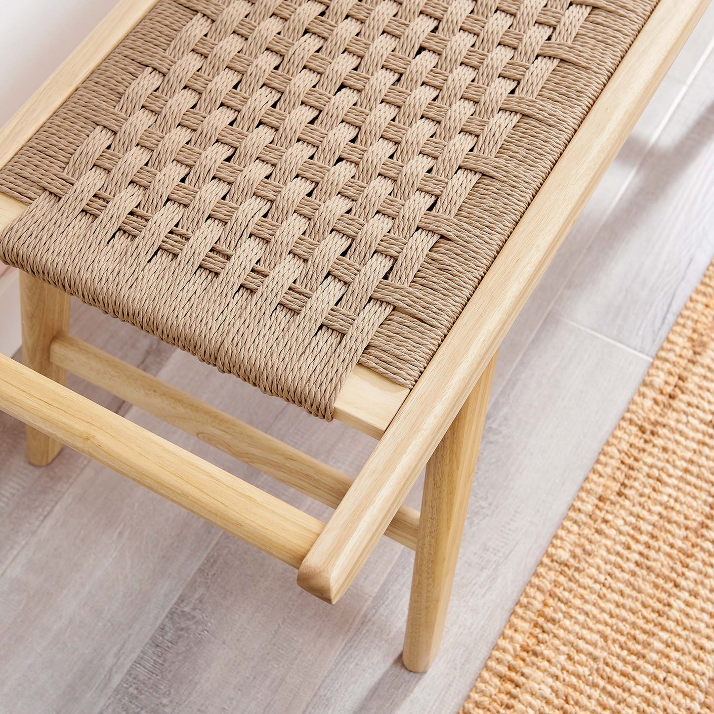 Saoirse 47" Wove Rope Wood Bench by Furniture For America
