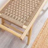 Aurora 47" Wove Rope Wood Bench in Natural Natural