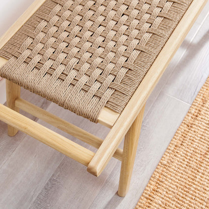 Saoirse 47" Wove Rope Wood Bench by Furniture For America