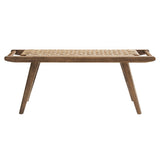 Aurora 47" Wove Rope Wood Bench in Walnut Natural