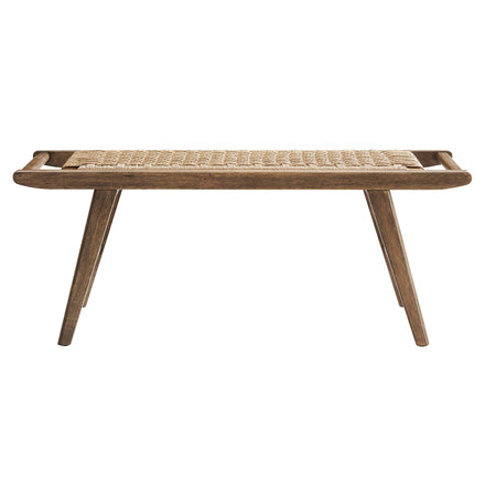 Saoirse 47" Wove Rope Wood Bench in Walnut Natural