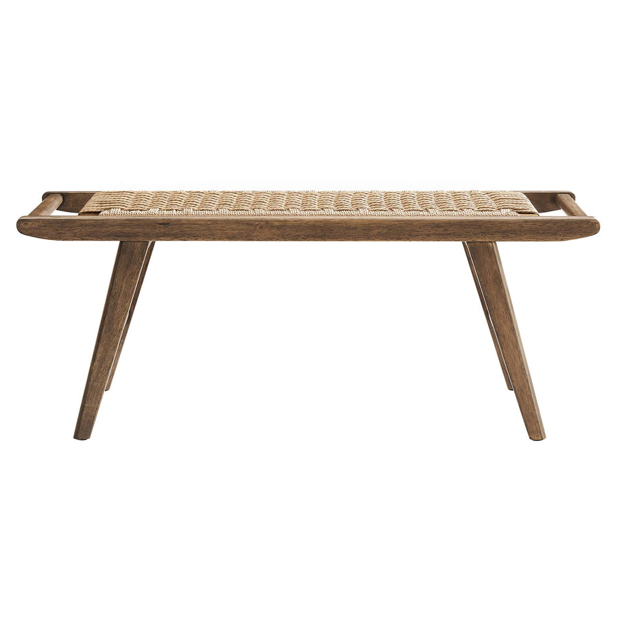 Aurora 47" Wove Rope Wood Bench in Walnut Natural