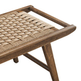 Aurora 47" Wove Rope Wood Bench in Walnut Natural