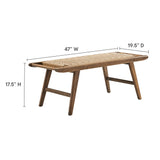 Aurora 47" Wove Rope Wood Bench in Walnut Natural
