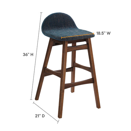 Juno Wood Bar Stool Set of 2 in Navy Fabric