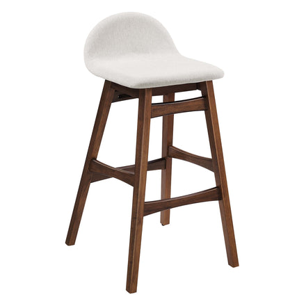 Juno Wood Bar Stool Set of 2 in Ivory Fabric