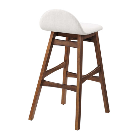 Juno Wood Bar Stool Set of 2 in Ivory Fabric