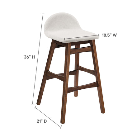 Juno Wood Bar Stool Set of 2 in Ivory Fabric