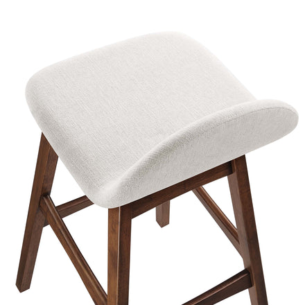 Juno Wood Bar Stool Set of 2 in Ivory Fabric