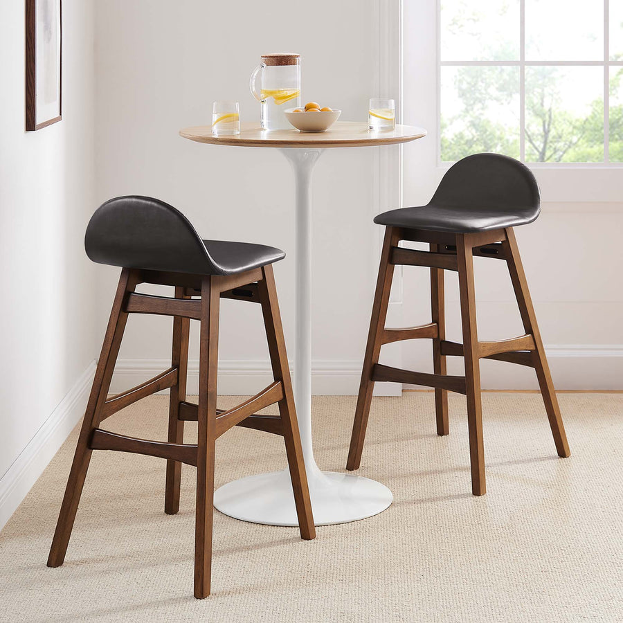 Mantel Wood Bar Stool Set of 2 in Brown