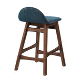 Mantel Wood Counter Stool Set of 2 in Navy Fabric