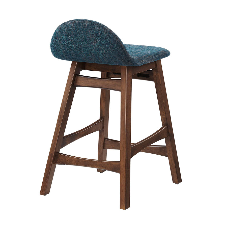 Mantel Wood Counter Stool Set of 2 in Navy Fabric