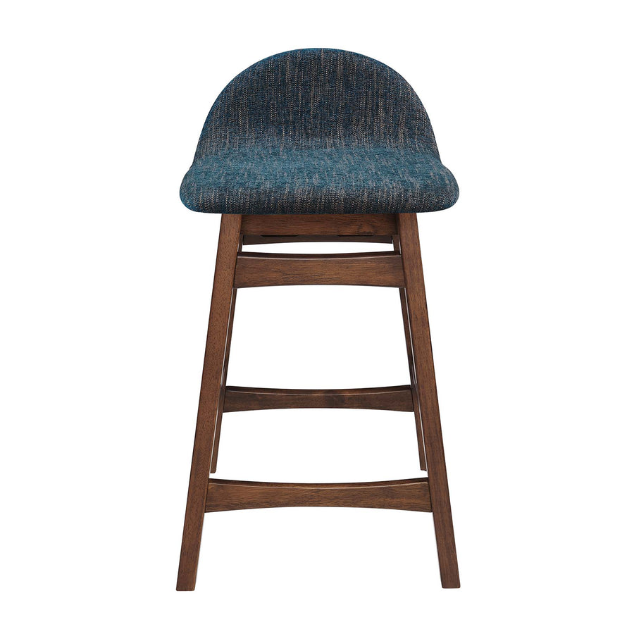 Mantel Wood Counter Stool Set of 2 in Navy Fabric