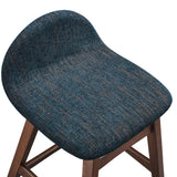 Mantel Wood Counter Stool Set of 2 in Navy Fabric