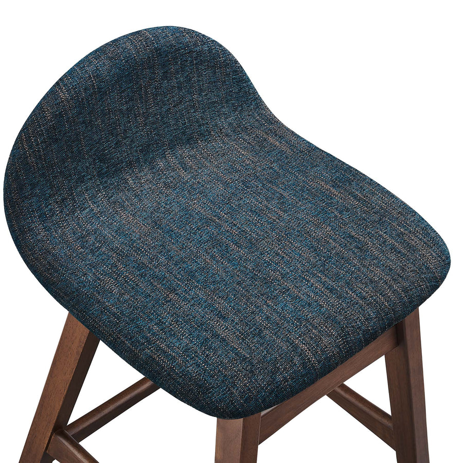 Mantel Wood Counter Stool Set of 2 in Navy Fabric