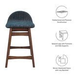 Mantel Wood Counter Stool Set of 2 in Navy Fabric