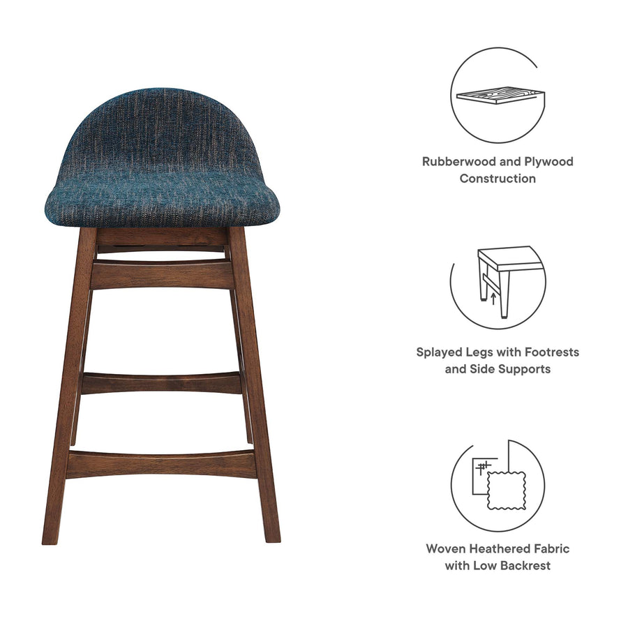 Mantel Wood Counter Stool Set of 2 in Navy Fabric