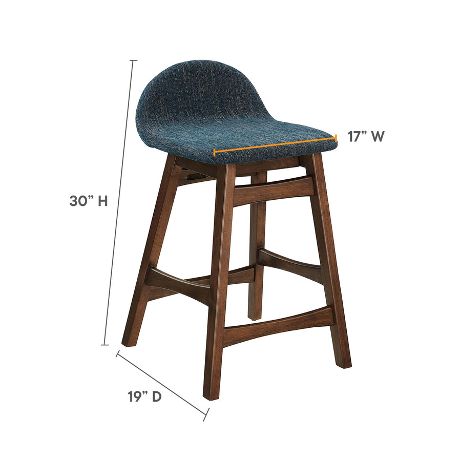 Mantel Wood Counter Stool Set of 2 in Navy Fabric
