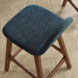 Mantel Wood Counter Stool Set of 2 in Navy Fabric