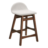 Mantel Wood Counter Stool Set of 2 in Ivory Fabric