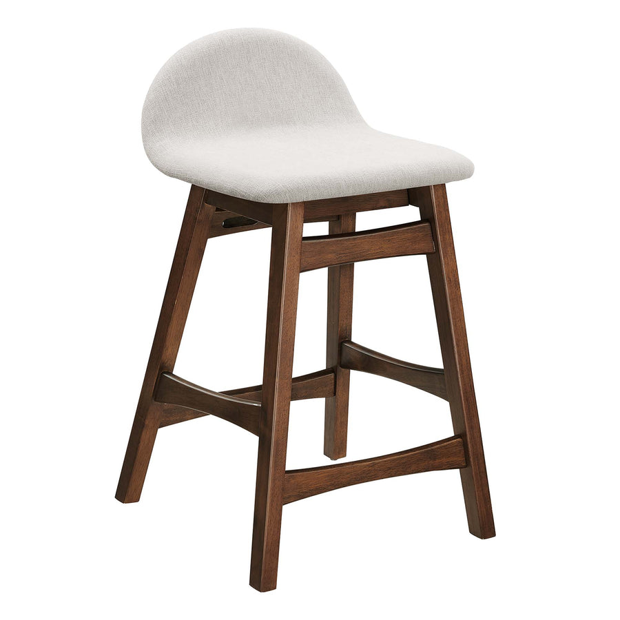 Mantel Wood Counter Stool Set of 2 in Ivory Fabric