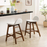 Mantel Wood Counter Stool Set of 2 in Ivory Fabric