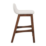 Mantel Wood Counter Stool Set of 2 in Ivory Fabric