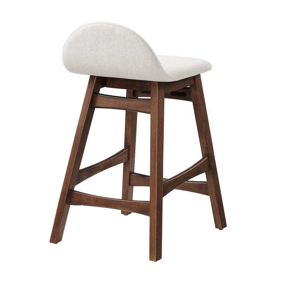 Mantel Wood Counter Stool Set of 2 in Ivory Fabric