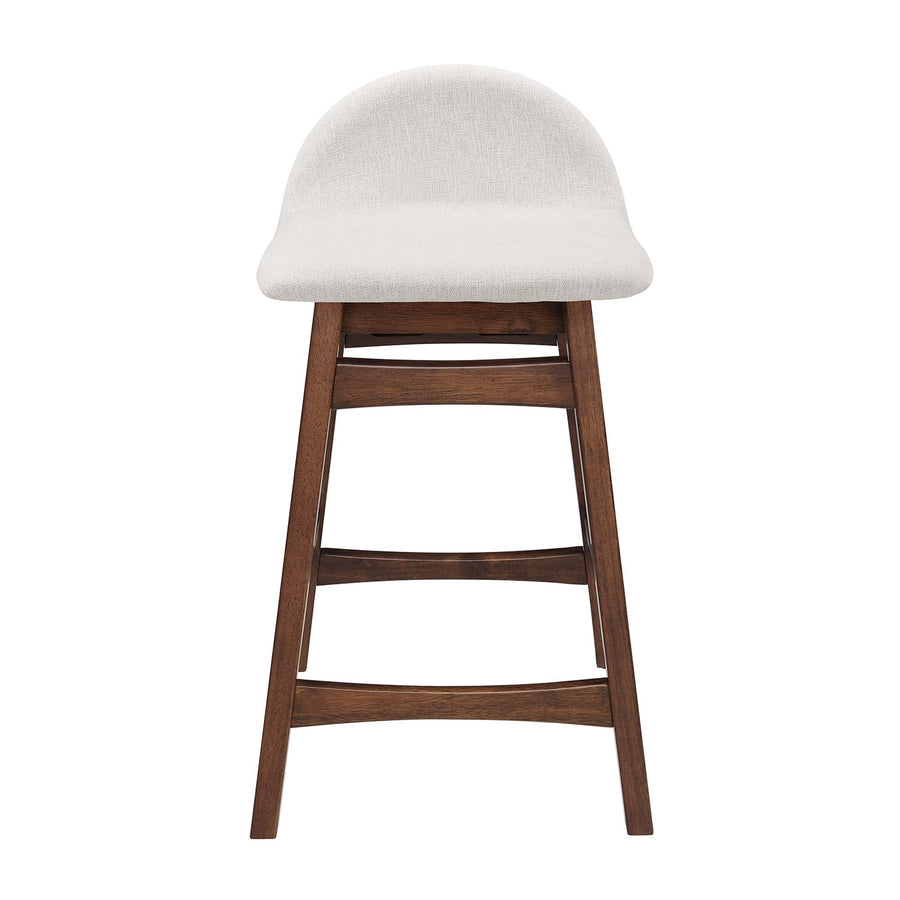Mantel Wood Counter Stool Set of 2 in Ivory Fabric