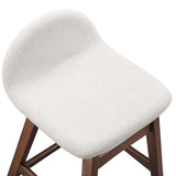Mantel Wood Counter Stool Set of 2 in Ivory Fabric