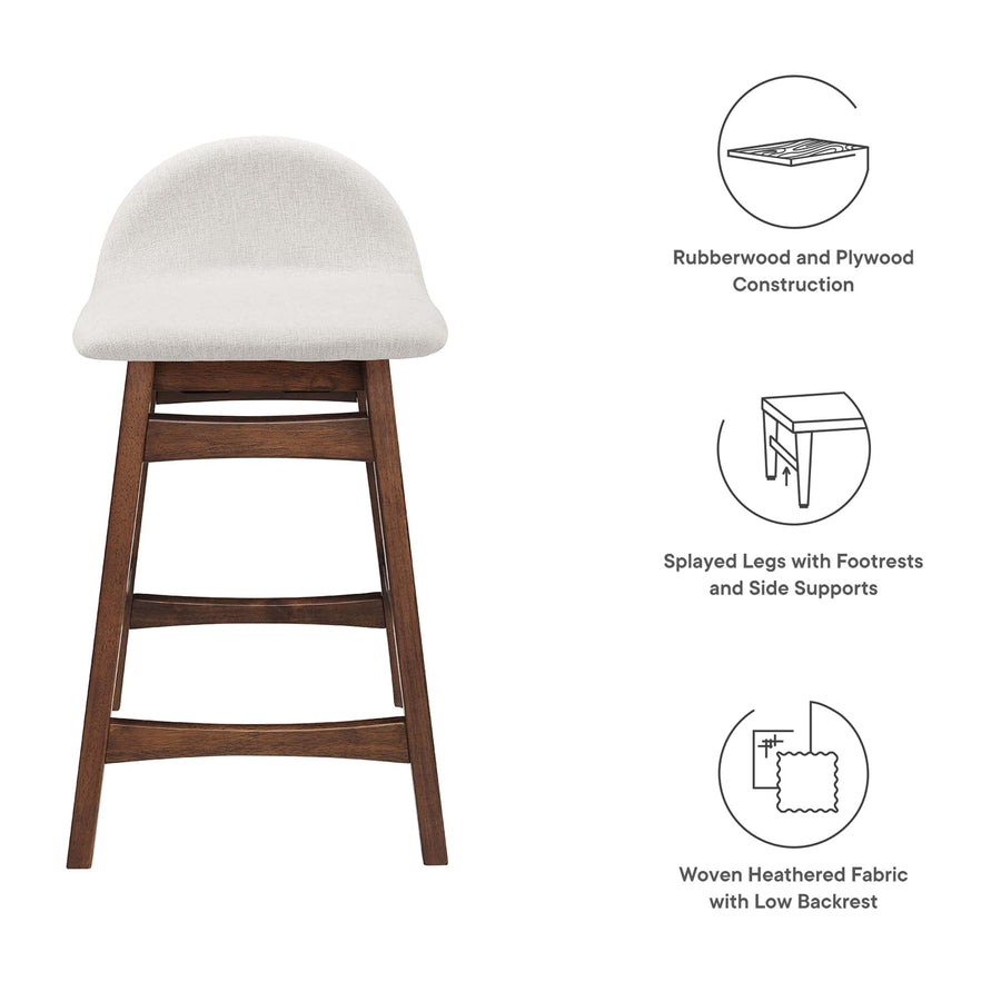 Mantel Wood Counter Stool Set of 2 in Ivory Fabric