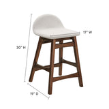 Mantel Wood Counter Stool Set of 2 in Ivory Fabric