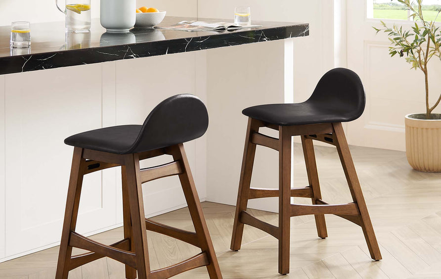 Mantel Wood Counter Stool Set of 2 in Brown