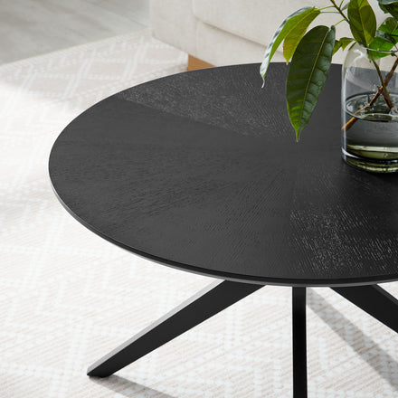 Crossroads Round Wood Coffee Table in Black