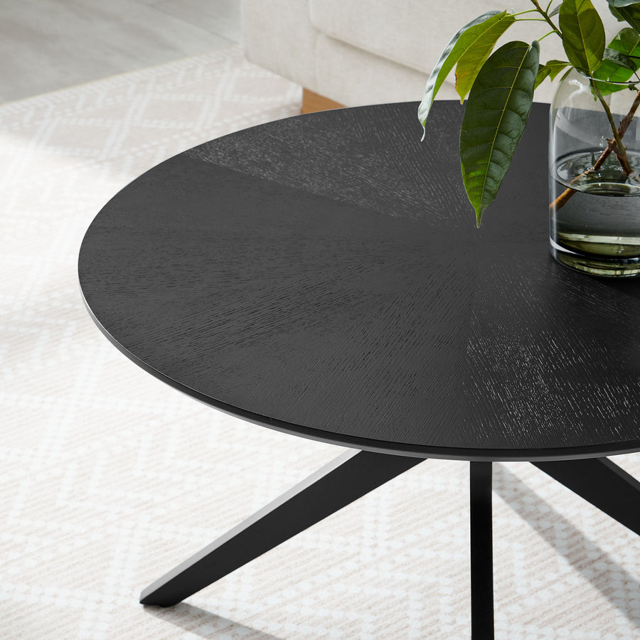 Vela Round Wood Coffee Table in Black