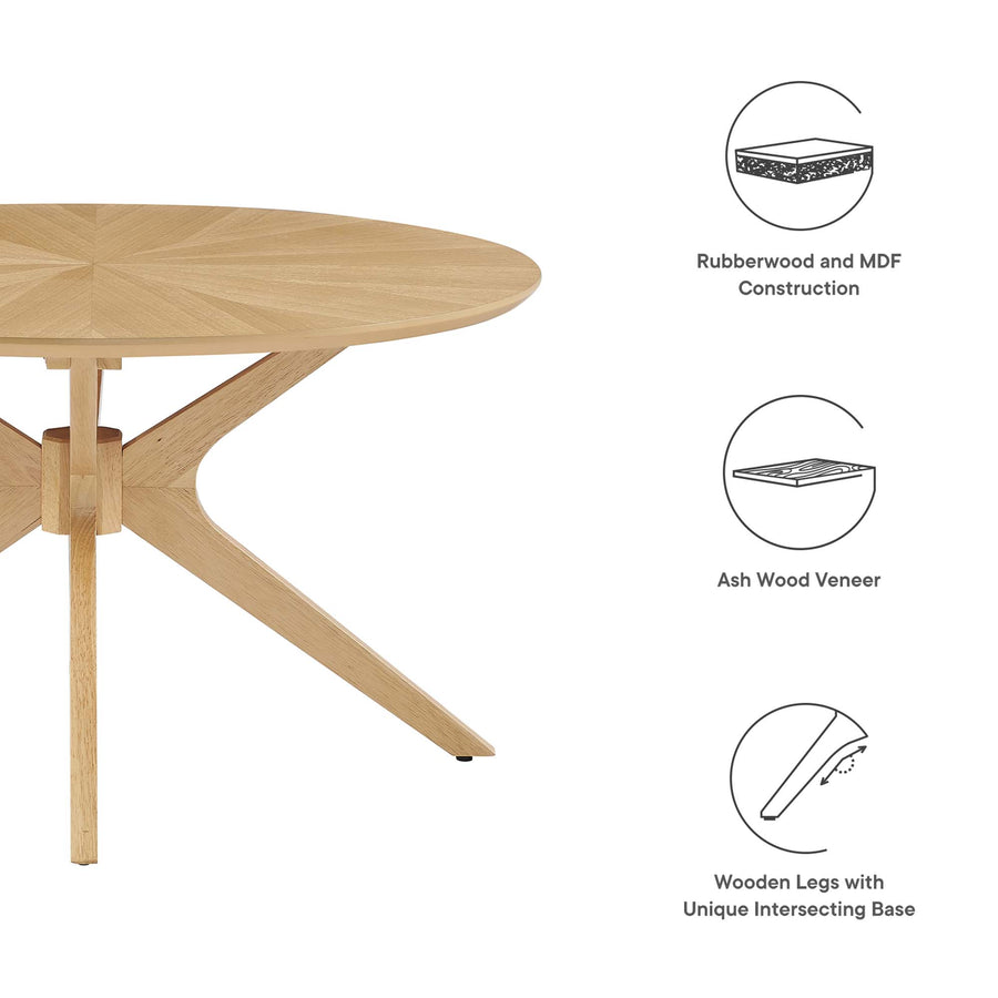 Vela Round Wood Coffee Table in Oak