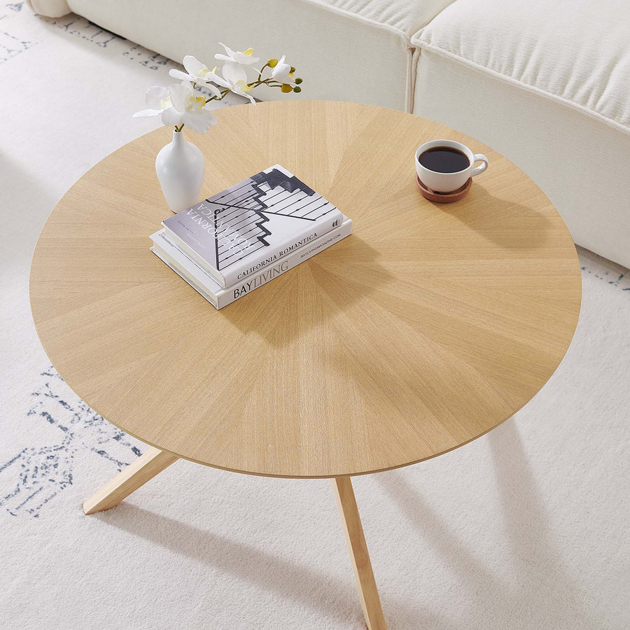 Vela Round Wood Coffee Table in Oak