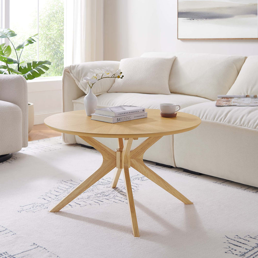 Vela Round Wood Coffee Table in Oak