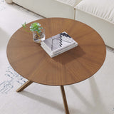 Vela Round Wood Coffee Table in Walnut